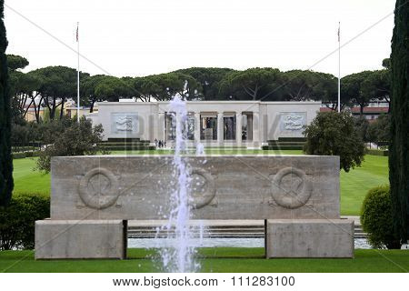 Nettuno, Italia - April 06: Entrance Of The American Military Cemetery Of Nettuno In Italy, April 06
