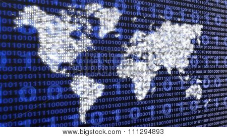 World Map With Glowing Data Centers And Digital Background