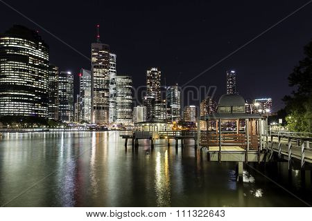 Brisbane City nightscape and Kangaroo Point