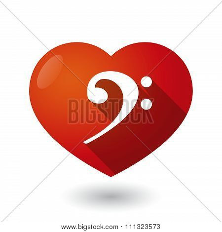 Isolated Red Heart With An F Clef