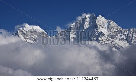Cloudy Day In The Himalayas, Mt Thamserku