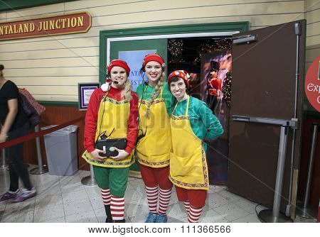 Elves Pose Inside Macy's Department Store In Nyc