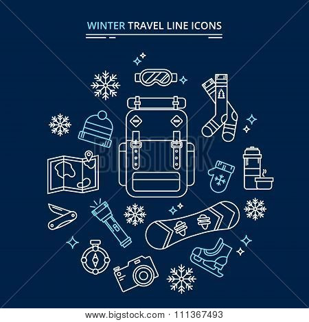 Winter Travel Icons Kit