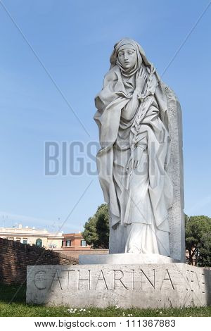 Statue Of Catharina In Rome, Italy