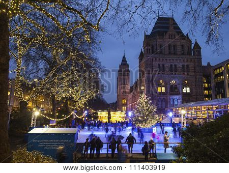 Ice Rink At The Natural History Museum In London
