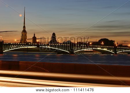 Peter And Paul Fortress At Sunset, St. Petersburg, Russia.