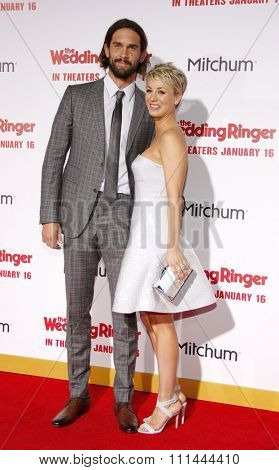 Kaley Cuoco-Sweeting and Ryan Sweeting at the Los Angeles premiere of 'The Wedding Ringer' held at the TCL Chinese Theatre in Los Angeles on Tuesday January 6, 2015.