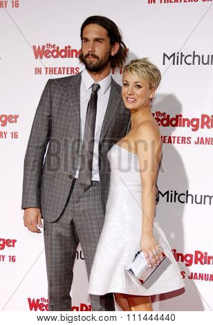 Kaley Cuoco-Sweeting and Ryan Sweeting at the Los Angeles premiere of 'The Wedding Ringer' held at the TCL Chinese Theatre in Los Angeles on Tuesday January 6, 2015. 