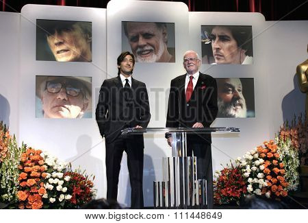 25 January 2005 - Beverly Hills, California - Adrien Brody and Frank Pierson. 77th Annual Acedemy Awards Nominations Announcement at Samuel Goldwyn Theater.