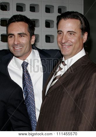 HOLLYWOOD, CALIFORNIA. April 17, 2006. Andy Garcia and Nestor Carbonell attend the Los Angeles Premiere of 