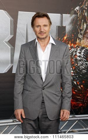 Liam Neeson at the Los Angeles premiere of 'Battleship' held at the Nokia Theatre L.A. Live in Los Angeles on May 10, 2012. 