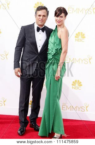 Mark Ruffalo and Sunrise Coigney at the 66th Annual Primetime Emmy Awards held at the Nokia Theatre L.A. Live in Los Angeles on August 25, 2014 in Los Angeles, California. 