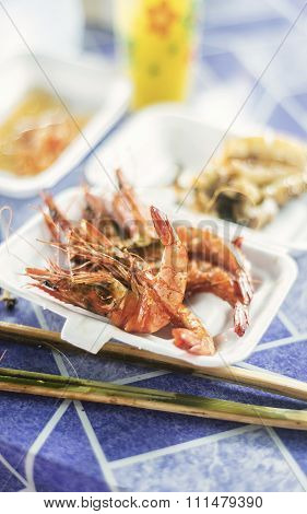 Asian King Prawns In Kep Cambodia Restaurant
