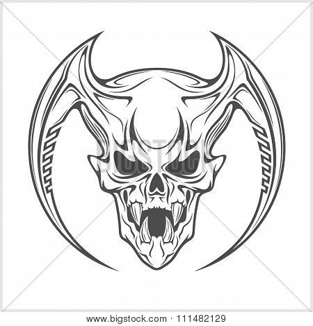 Demon Skull on white