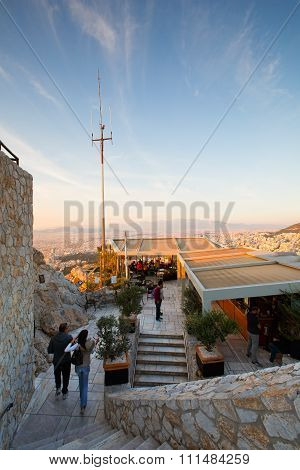 Coffee shop on Lycabettus Hill.