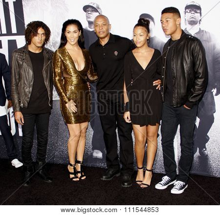 Dr. Dre and Nicole Young at the Los Angeles premiere of 'Straight Outta Compton' held at the Microsoft Theatre in Los Angeles, USA on August 10, 2015.