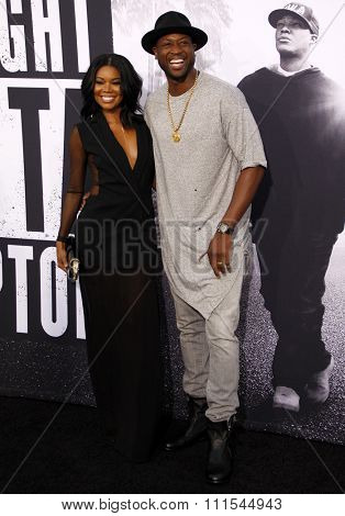 Dwyane Wade and Gabrielle Union at the Los Angeles premiere of 'Straight Outta Compton' held at the Microsoft Theatre in Los Angeles, USA on August 10, 2015. 