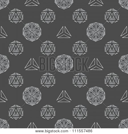 Hand Drawn Polyhedrons Seamless Pattern.