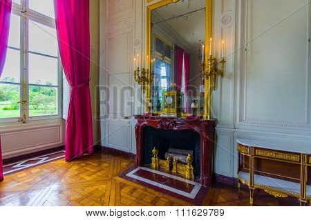 Elegant interiors in Le Petit Trianon palace, Versailles, Paris, France