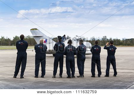 Hradec Kralove, Czech Republic - September 5: Swiss Pilatus Warbird Aerobatic Team P3 Flyers Aeropla