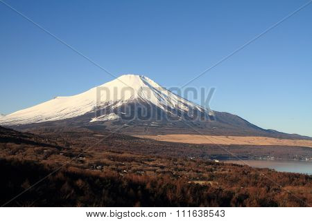 Mt. Fuji view from Yamanaka lake in Yamanashi Japan