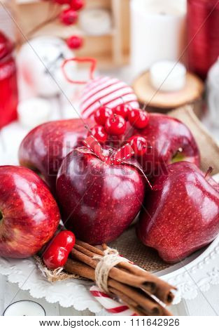 Christmas ?omposition With Red Apples