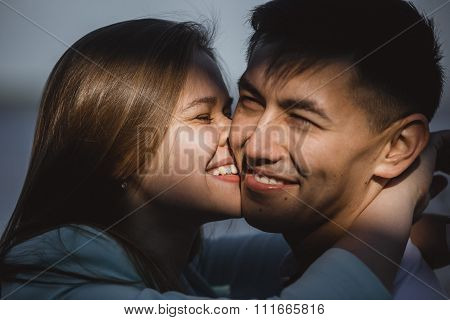 Portrait of loving couple in sunny morning