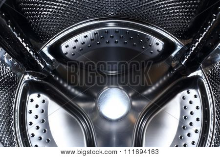 Closeup Image Of Washing Machine, Abstract Metallic Texture Background