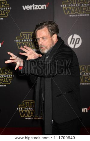 LOS ANGELES - DEC 14:  Mark Hamill at the Star Wars: The Force Awakens World Premiere at the Hollywood & Highland on December 14, 2015 in Los Angeles, CA