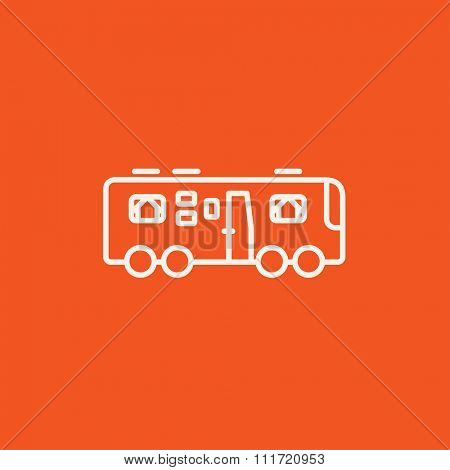 Motorhome line icon for web, mobile and infographics. Vector white icon isolated on red background.