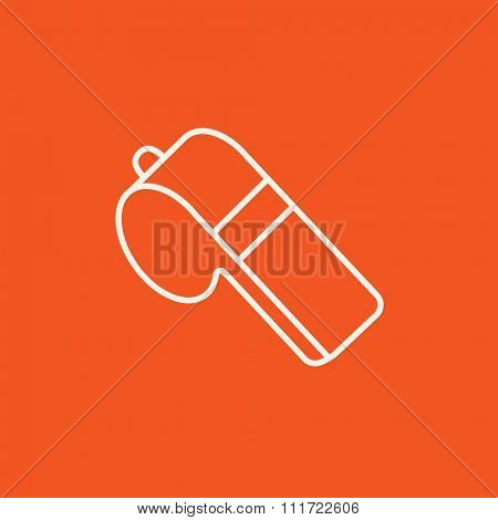 Whistle line icon for web, mobile and infographics. Vector white icon isolated on red background.