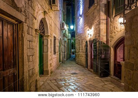 Kotor historical town narrow street