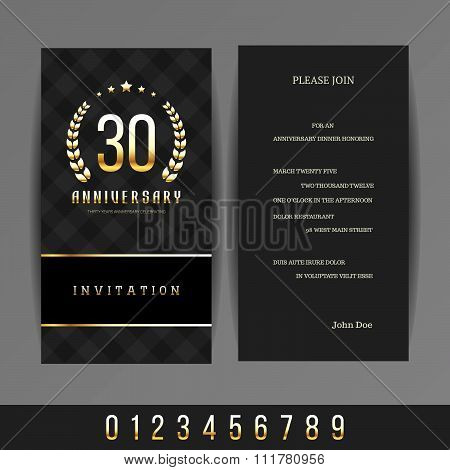 Anniversary 5th, 10th, 20th, 30th, 40th, 50th, 60th invitation card.