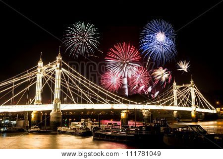 Guy Fawkes Fireworks Over Albert Bridge.
