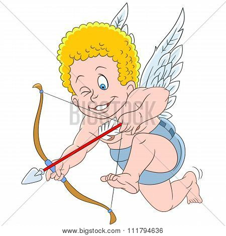 Cute Cartoon Aiming Cupid