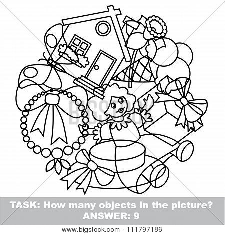 Girl toy mishmash set in vector.