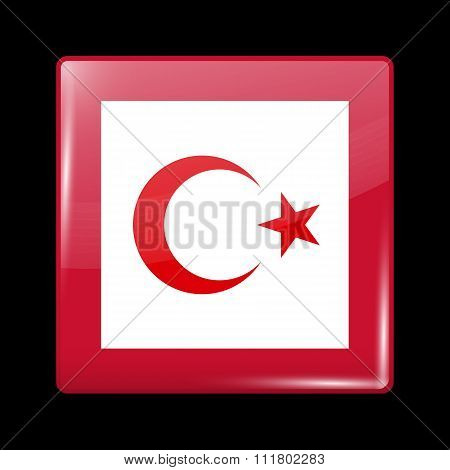Turkey Variant Flag. Glassy Icon Square Shape