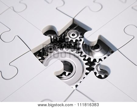 solving the problem concept - puzzles and gears