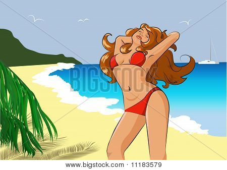 Jeune femme sur la plage