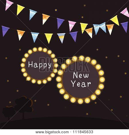 happy new year with rural night landscape