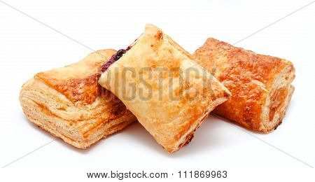 Fresh Puff Pastries With Cherry Jam Isolated