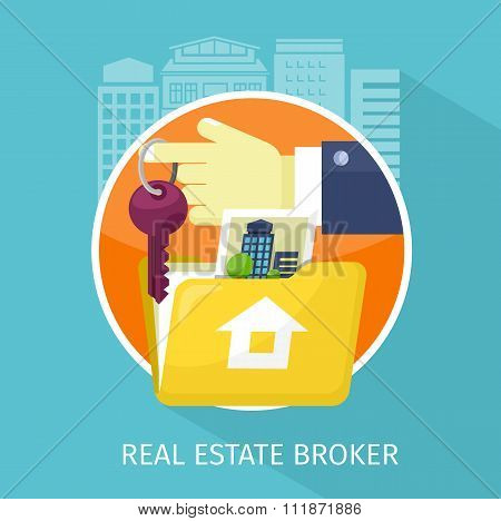 Real Estate Broker Design Flat