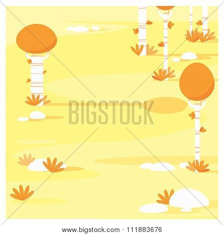 Vector cartoon landscape. yellow forest.
