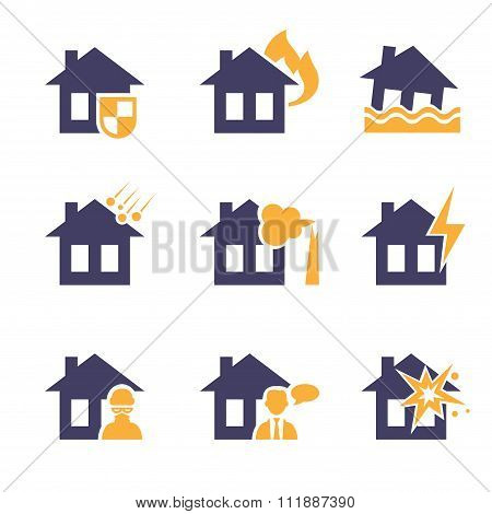 Home and House Insurance Risk Icons