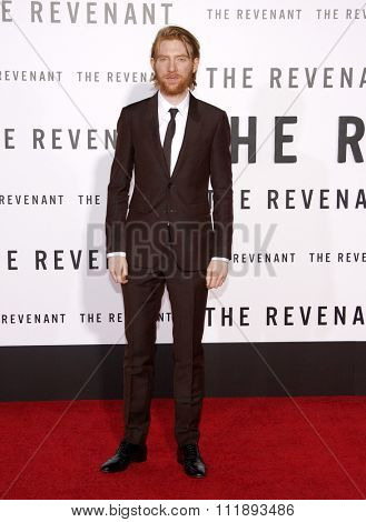 Domhnall Gleeson at the Los Angeles premiere of 'The Revenant' held at the TCL Chinese Theatre in Hollywood, USA on December 16, 2015.