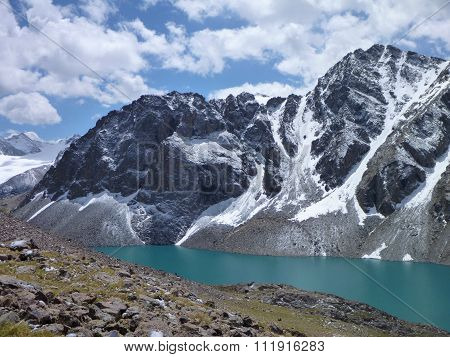Lake Alla Kol In Mountains In Kyrgyzstan