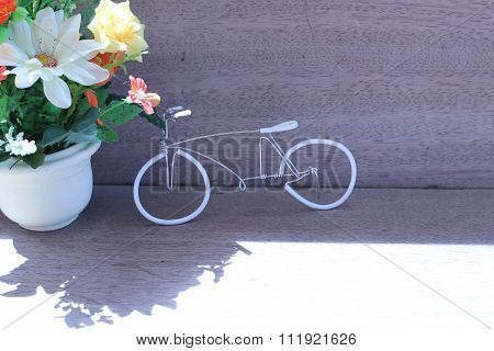 Flowers In A Vase On A Wooden Table Old Beautiful Gray