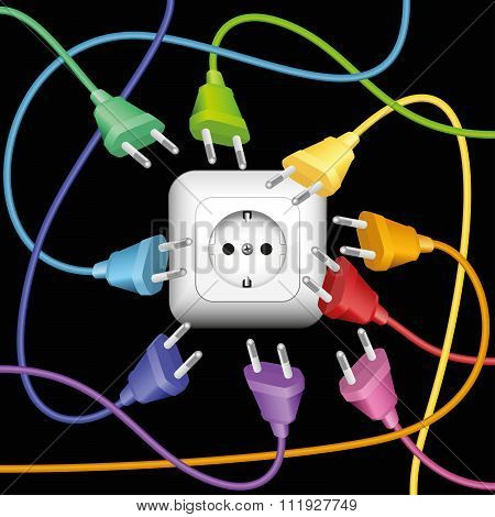 Plugs Socket Colorful Cable Clutter