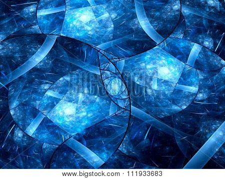 Blue Glowing Stained-glass Fractal