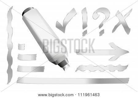 Silver Pen Marker Symbols Lines